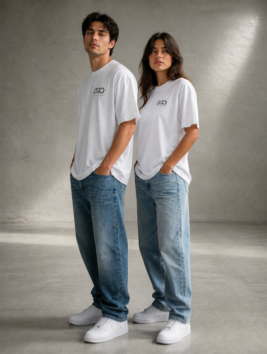 YAVOOO Tee White – Oversized Streetwear T-Shirt Melbourne, Couple Model Side Profile