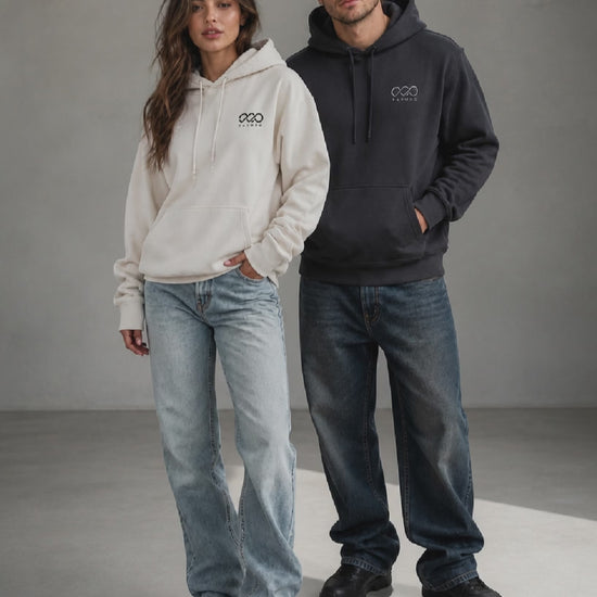 YAVOOO Hoodie - models walking, concrete studio background